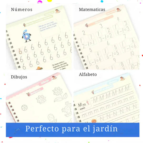 Set  de 4 Cuadernos Mágicos de caligrafía Montessori