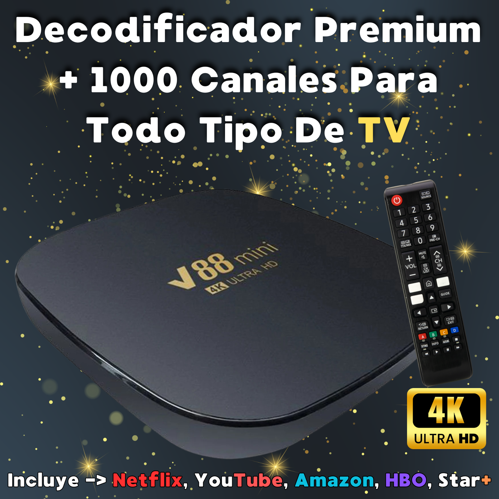 Decodificador De TV 4K + 1000 Canales + Netflix, Amazon, HBO y Mas - ProBox® 📺